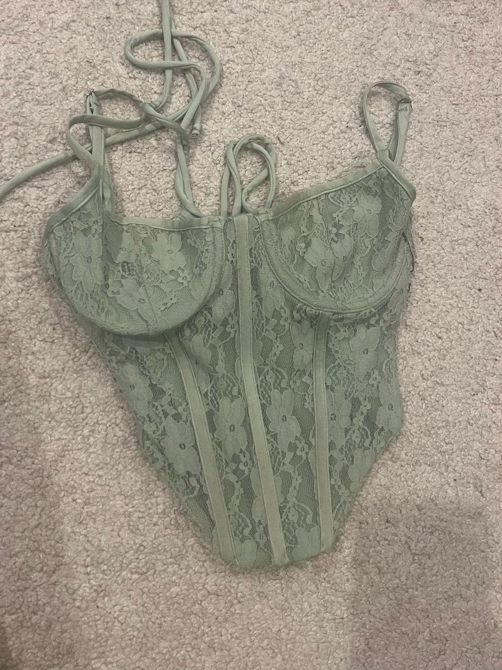 Urban Outfitters Sage Green Lace Bustier